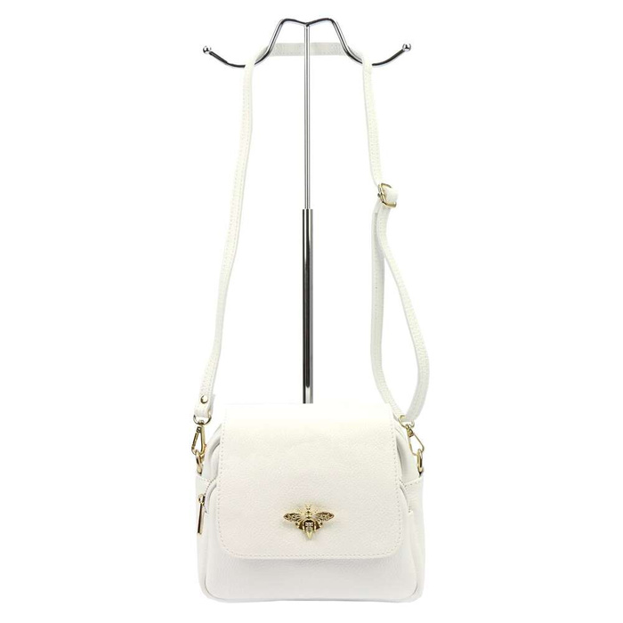 Luka Dámska kožená kabelka 19-68 DOLARO Bzzz White Letter Bag Gold Hardware