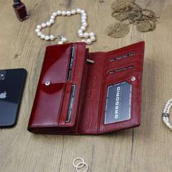 Dámska peňaženka Gregorio PT-106 z prírodnej kože červená veľká s orientáciou na šírku a ochranou RFID 