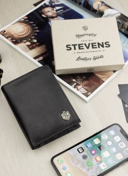 Pánska peňaženka z prírodnej kože STEVENS Unfastened Protective Technology RFID Black